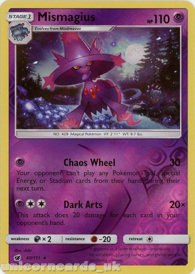 Mismagius 40 111 Reverse Holo Crimson Invasion Mint Pokemon Card
