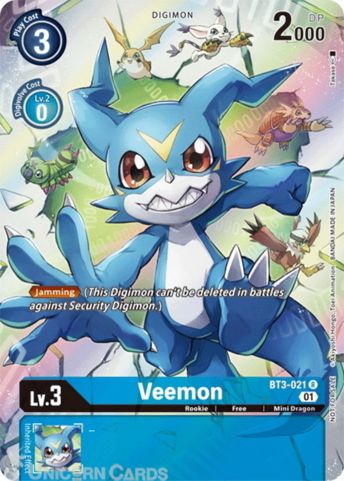 BT3 021 P1 Veemon Rare Alternative Art Mint Digimon Card Unicorn