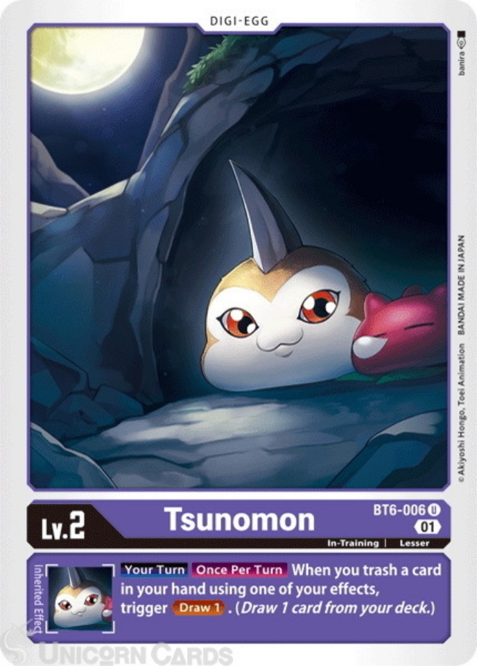 BT6 006 Tsunomon Uncommon Mint Digimon Card Unicorn Cards YuGiOh