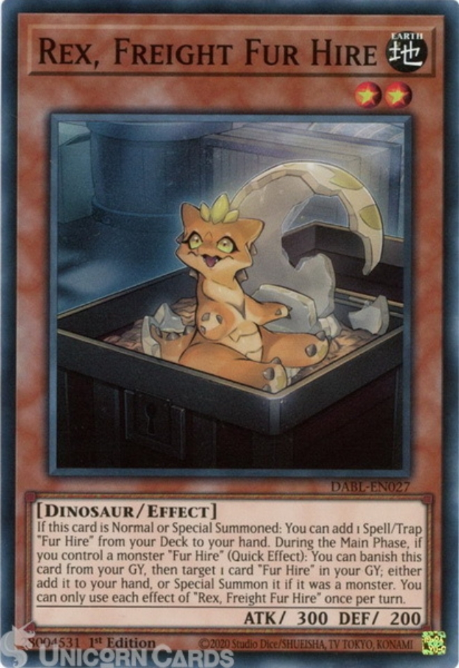 DABL EN027 Rex Freight Fur Hire Super Rare 1st Edition Mint YuGiOh