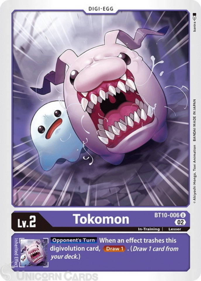 BT10 006 Tokomon Uncommon Mint Digimon Card Unicorn Cards YuGiOh