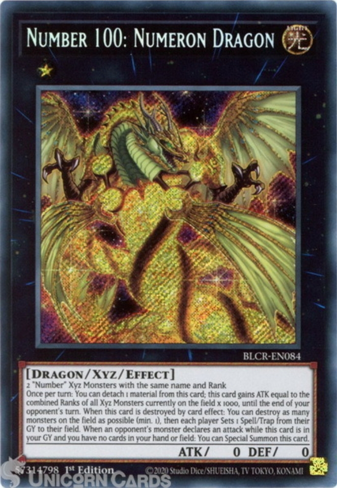 BLCR EN084 Number 100 Numeron Dragon Secret Rare 1st Edition Mint