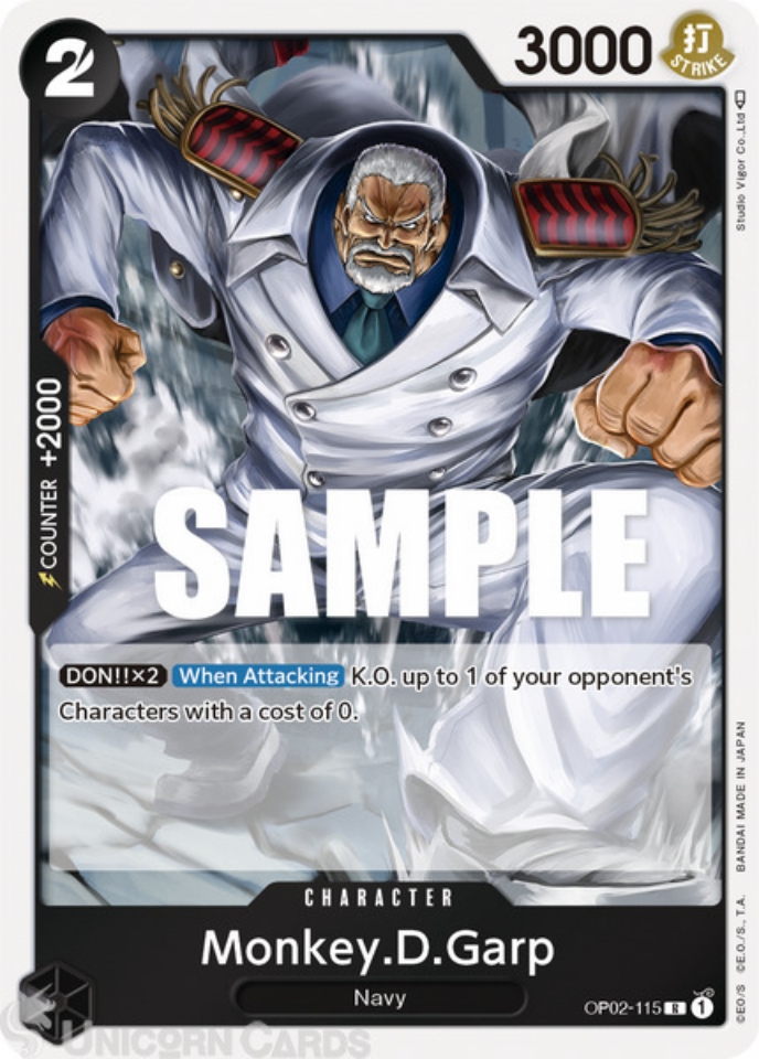 OP02 115 Monkey D Garp Rare One Piece TCG Card Unicorn Cards YuGiOh