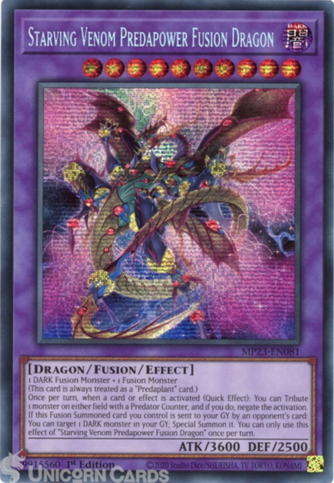 MP23 EN081 Starving Venom Predapower Fusion Dragon Prismatic Secret