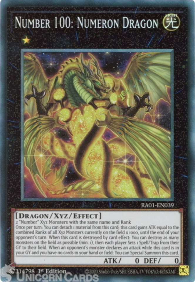 RA01 EN039 Number 100 Numeron Dragon Collector S Rare 1st Edition