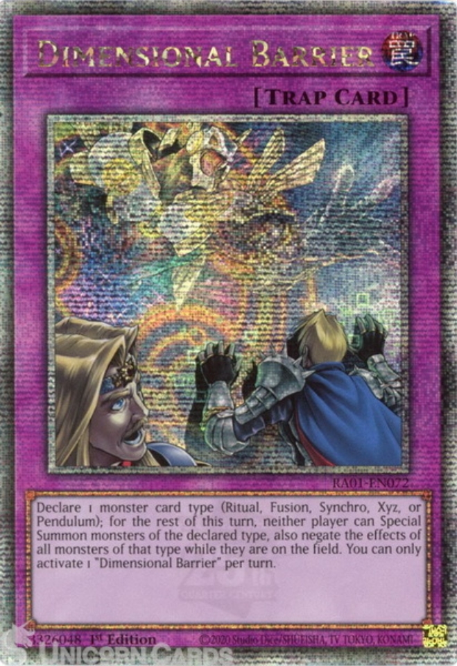 RA01 EN072 Dimensional Barrier Quarter Century Secret Rare 1st