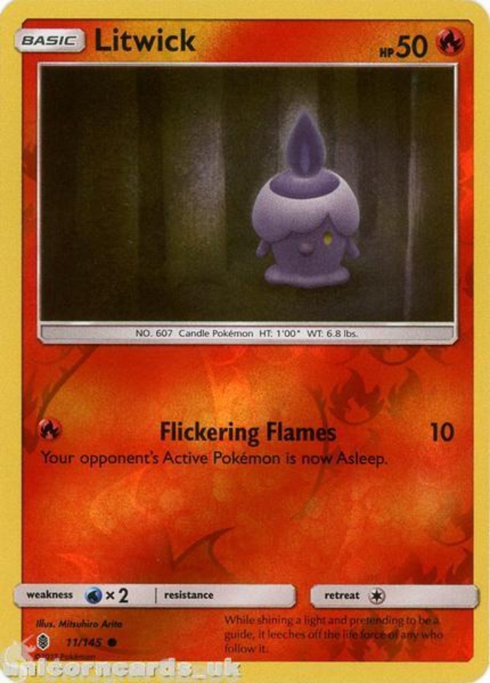 Litwick 11 145 Guardians Rising Reverse Holo Mint Pokemon Card