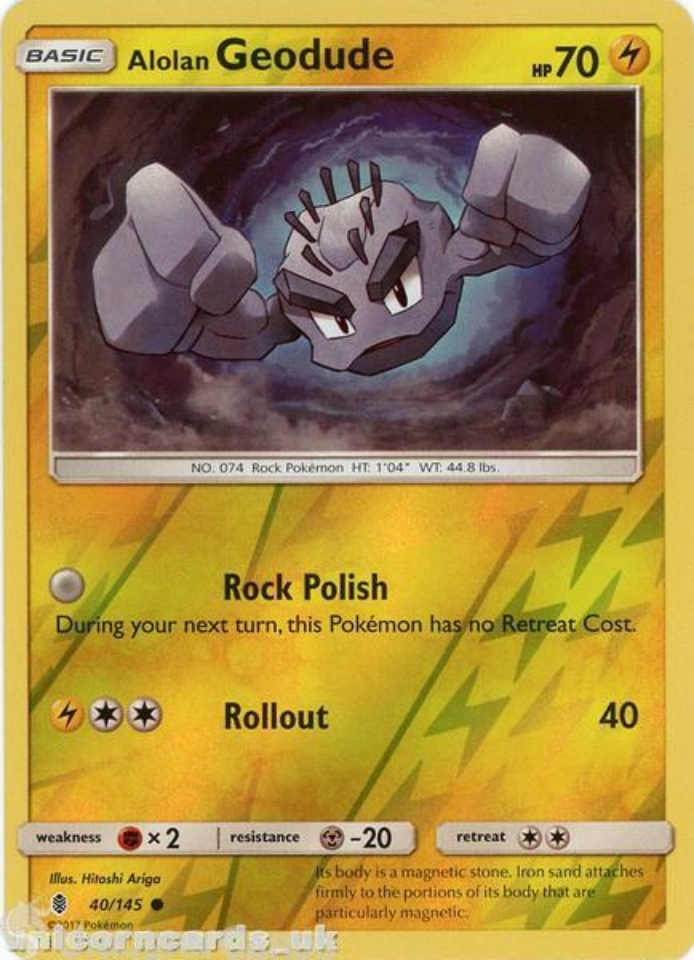 Alolan Geodude Guardians Rising Reverse Holo Mint Pokemon Card