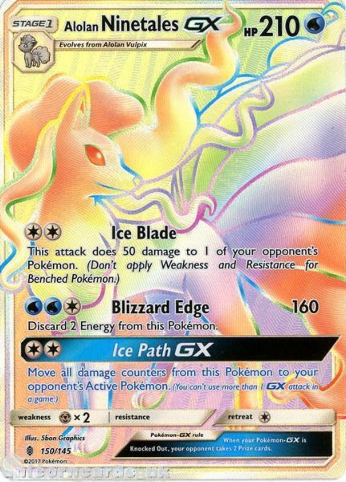 Alolan Ninetales Gx Guardians Rising Rare Secret Mint Pokemon