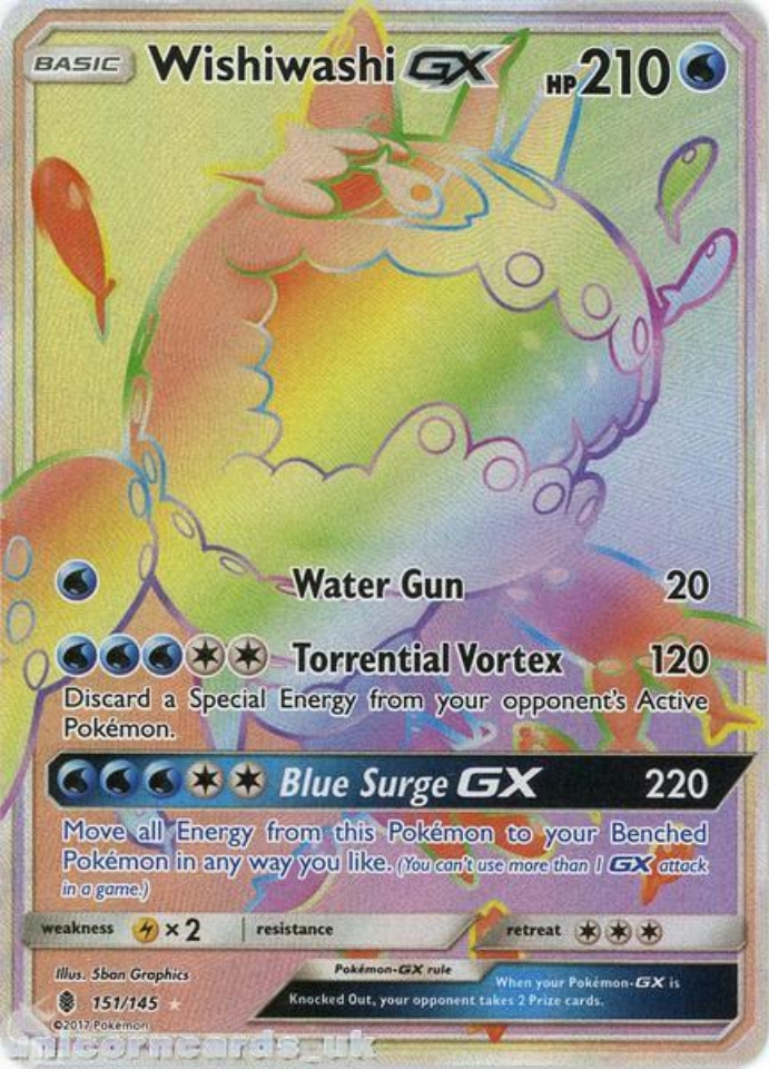 Wishiwashi GX 151 145 Guardians Rising Rare Secret Mint Pokemon Card