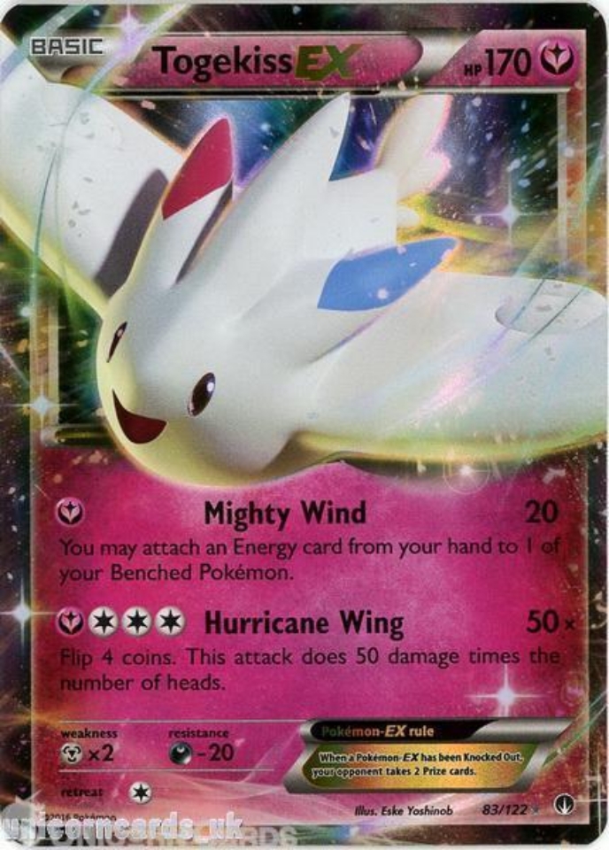 Togekiss EX 83 122 BREAKpoint Rare Holo EX Mint Pokemon Card Unicorn