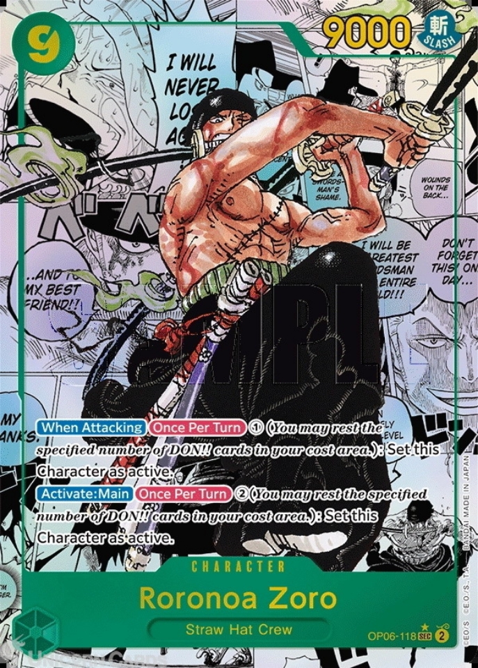 Op Roronoa Zoro Secret Rare Alternative Art One Piece English