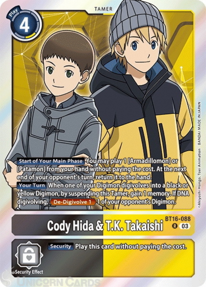 Bt Cody Hida T K Takaishi Rare Digimon Card Bt