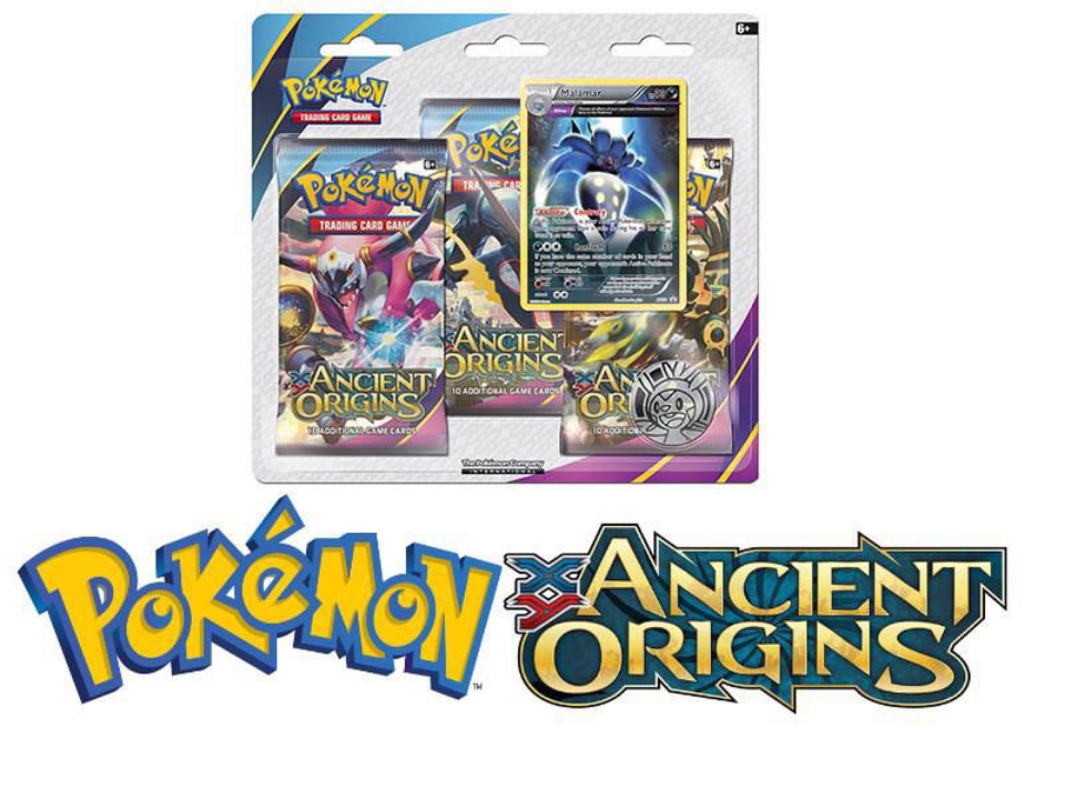 Pokemon Ancient Origins 3 Pack Blister 3 Booster Packs Malamar Card Coin Unicorn Cards