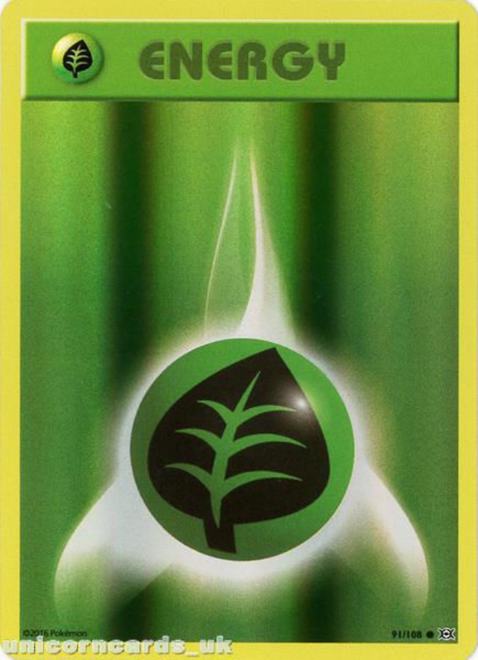 Grass Energy 91/108 :: Evolutions :: Reverse Holo Mint Pokemon Card ...
