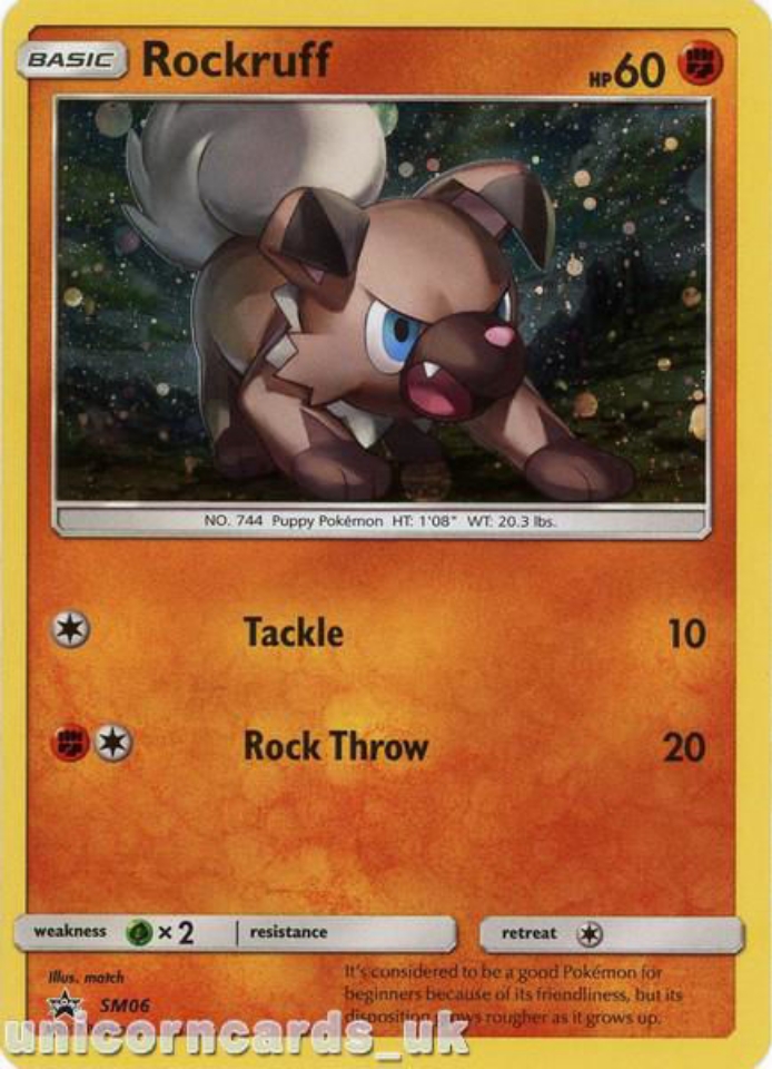 Rockruff Sm06 Promo Holo Mint Pokemon Card Unicorn Cards Yugioh