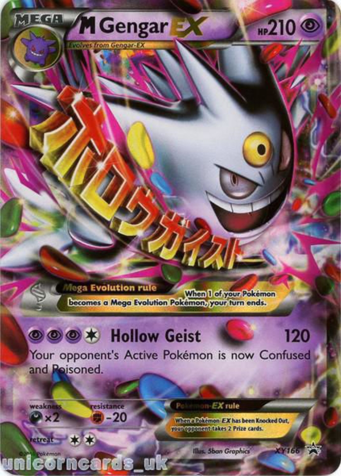 Mega M Gengar EX XY166 Promo Holo Mint Pokemon Card:: Unicorn Cards -  YuGiOh!, Pokemon, Digimon and MTG TCG Cards for Players and Collectors.