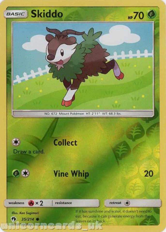 Mint Pokemon Card Skiddo 35/214 Reverse Holo Lost Thunder 