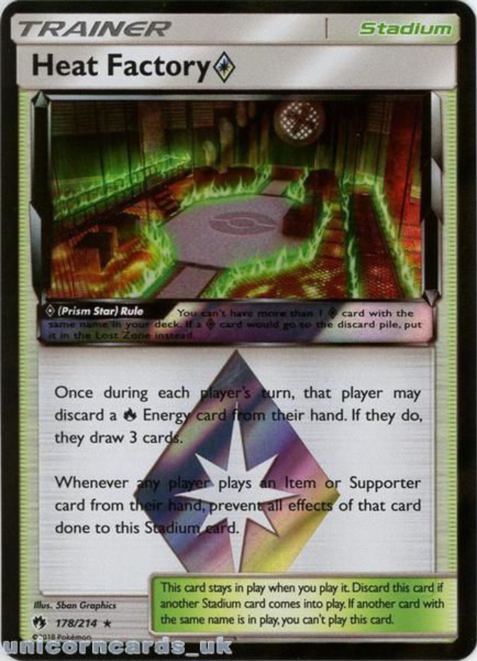 Holo Rare Heat Factory Prism Star Lost Thunder - 178/214 