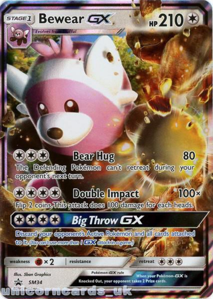 Bewear GX SM34 JUMBO OVERSIZED Holofoil Mint Pokemon Card 