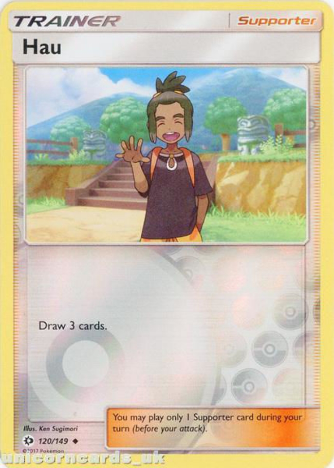 Hau 120/149 Sun & Moon Reverse Holo Mint Pokemon Card:: Unicorn Cards ...