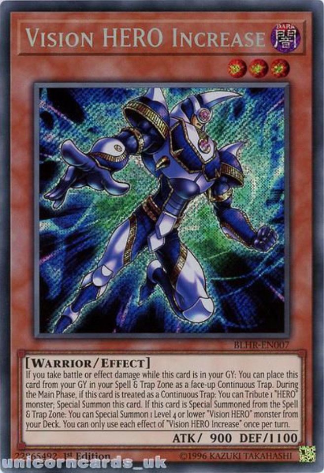 BLHR-EN007 Vision HERO Increase Secret Rare 1st Edition Mint YuGiOh ...