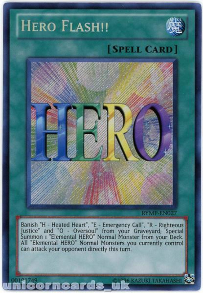 RYMP-EN027 Hero Flash!! Secret Rare UNL Edition Mint YuGiOh Card ...