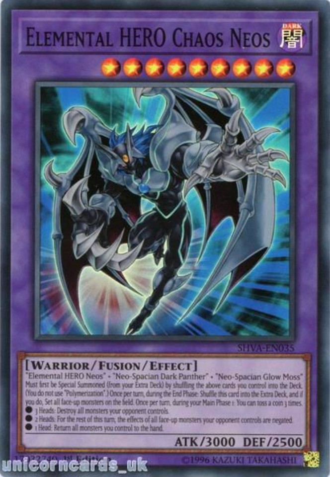 SHVA-EN035 Elemental HERO Chaos Neos Super Rare 1st Edition Mint YuGiOh ...