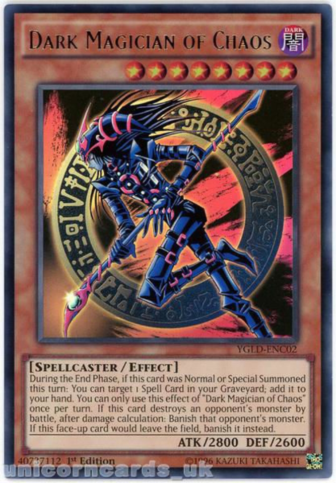 YGLD-ENC02 Dark Magician of Chaos Ultra Rare 1st edition Mint YuGiOh Card:: Unicorn Cards - The ...