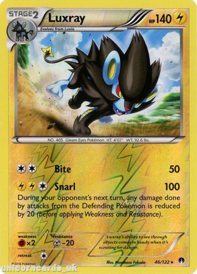 Luxray 46 122 Breakpoint Reverse Holo Mint Pokemon Card Unicorn Cards Yugioh Pokemon Digimon And Mtg Tcg Cards For Players And Collectors