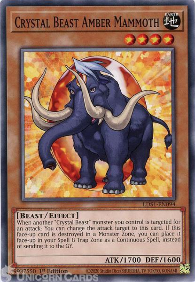 Lds1 En094 Crystal Beast Amber Mammoth Common 1st Edition Mint Yugioh Card Unicorn Cards Yugioh Pokemon Digimon And Mtg Tcg Cards For Players And Collectors