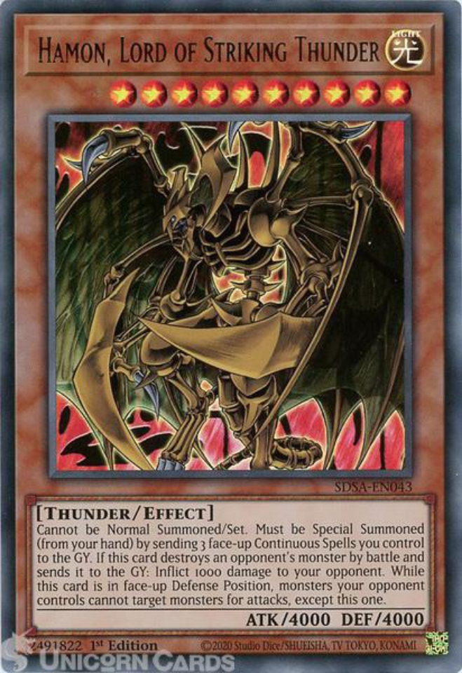 Hamon Lord of Striking Thunder NM 1st Ed YuGiOh SDSA 043 Yu-Gi-Oh Ultra Rare