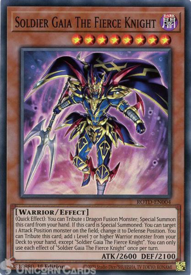 ROTD SUPER RARE YUGIOH: GAIA THE MAGICAL KNIGHT OF DRAGONS 1ST EDITION 