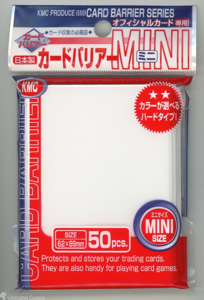 KMC Small Size Sleeves :: Card Barrier White (50 Sleeves) :: High Quality  YuGiOh! Card Sleeves x50 :::: Unicorn Cards - YuGiOh!, Pokemon, Digimon and  MTG TCG Cards for Players and Collectors.
