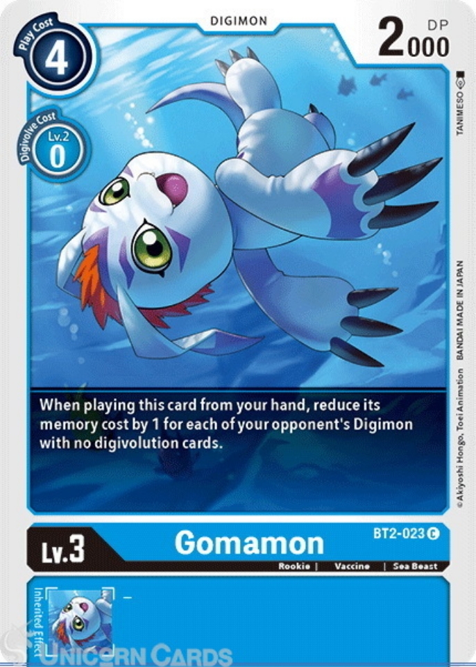 BT2-023 Gomamon Common Mint Digimon Card:: Unicorn Cards - YuGiOh ...