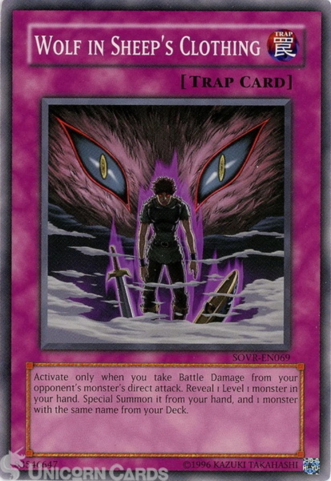 SOVR-EN069 Wolf in Sheep's Clothing Common UNL Edition Mint YuGiOh Card::  Unicorn Cards - YuGiOh!, Pokemon, Digimon and MTG TCG Cards for Players and  Collectors.