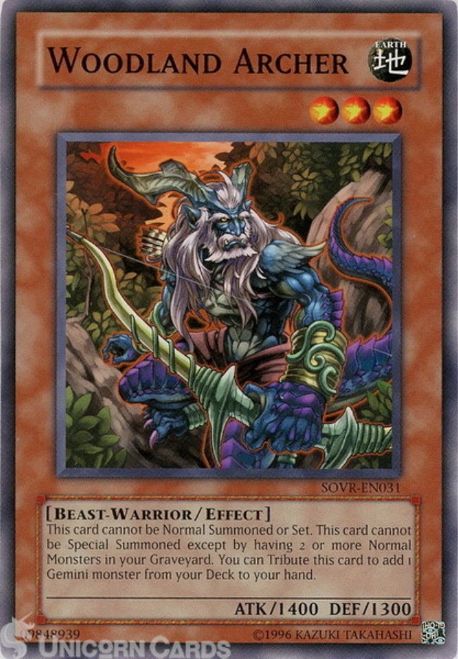SOVR-EN031 Woodland Archer Common UNL Edition Mint YuGiOh Card:: Unicorn  Cards - YuGiOh!, Pokemon, Digimon and MTG TCG Cards for Players and  Collectors.