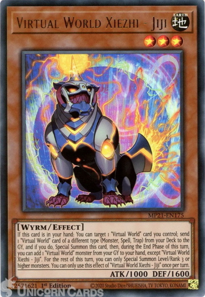 MP21EN175 Virtual World Xiezhi Jiji Ultra Rare 1st Edition Mint YuGiOh Card Unicorn Cards