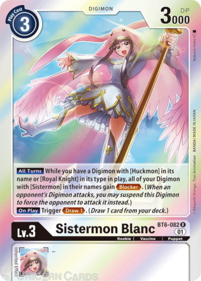 BT6082 Sistermon Blanc Rare Mint Digimon Card Unicorn Cards YuGiOh