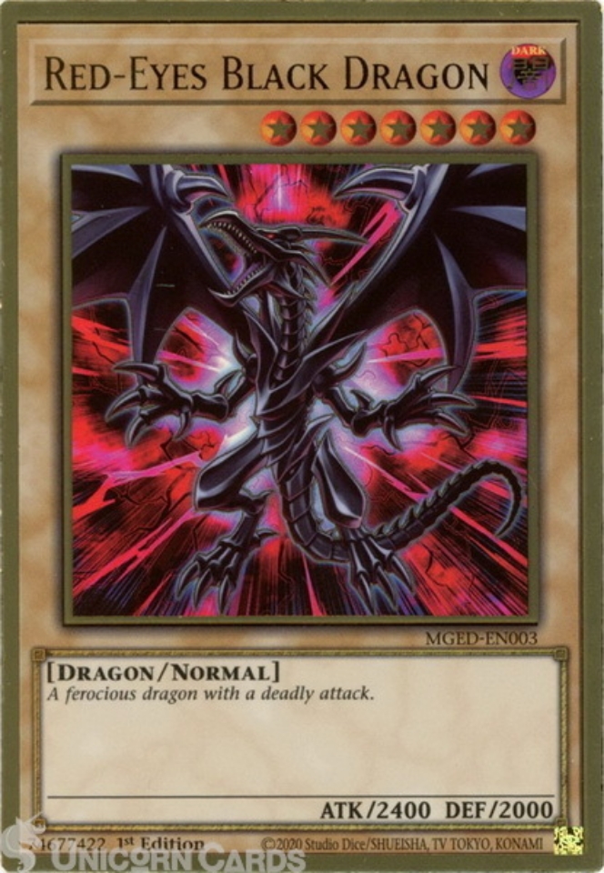 MGED-EN003 Red-Eyes Black Dragon Alt Art Premium Gold Rare 1st Edition ...