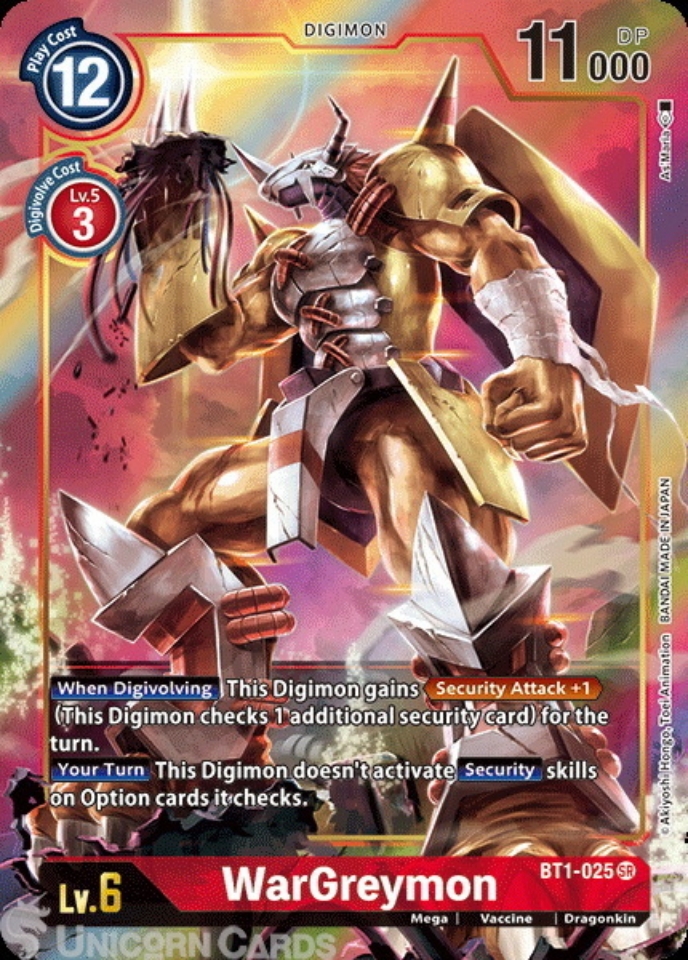 BT1-025-ALT WarGreymon Super Rare Alternative Art Mint Digimon Card