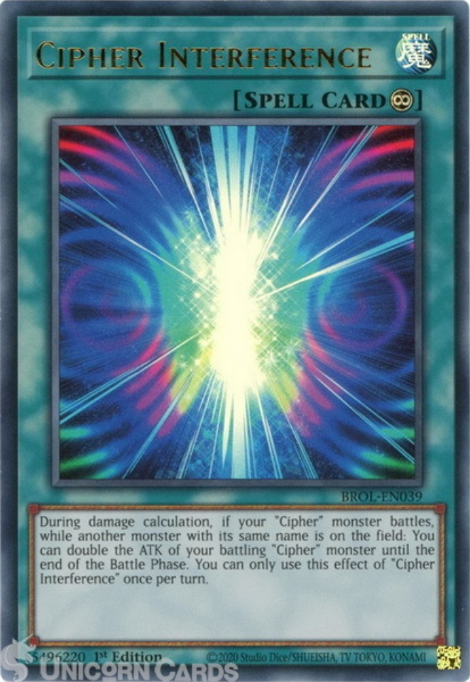 BROL-EN039 Cipher Interference Ultra Rare 1st Edition Mint YuGiOh Card ...