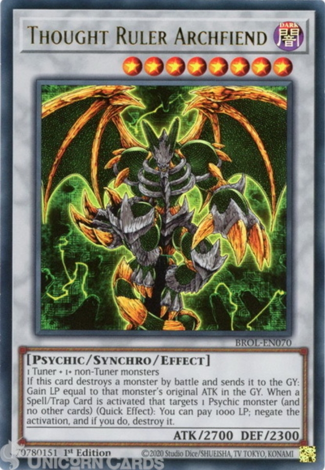 BROL-EN070 Thought Ruler Archfiend Ultra Rare 1st Edition Mint YuGiOh ...