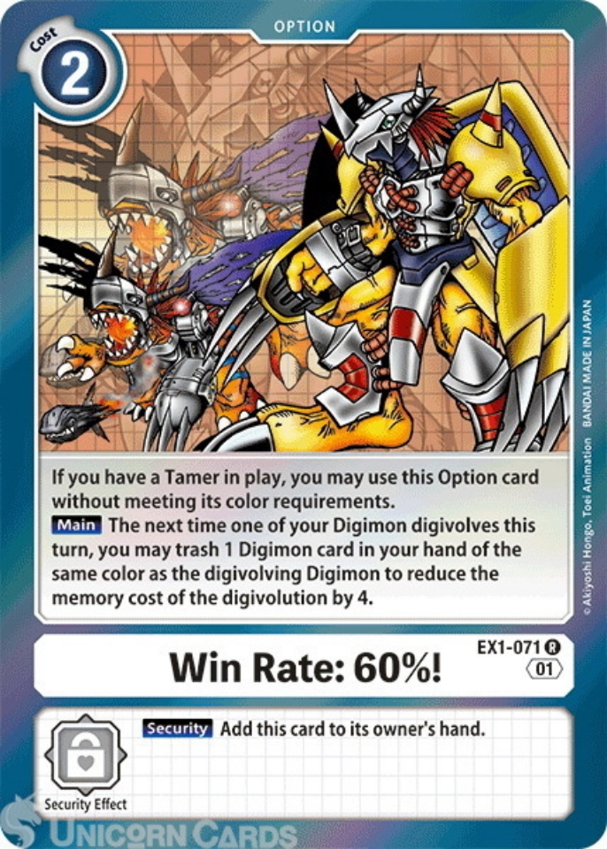 EX1071 WinRate60! Rare Mint Digimon Card Unicorn Cards YuGiOh