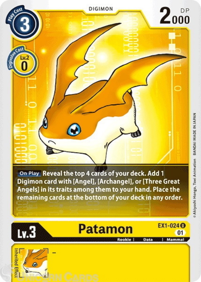 EX1-024 Patamon Uncommon Mint Digimon Card:: Unicorn Cards - YuGiOh ...