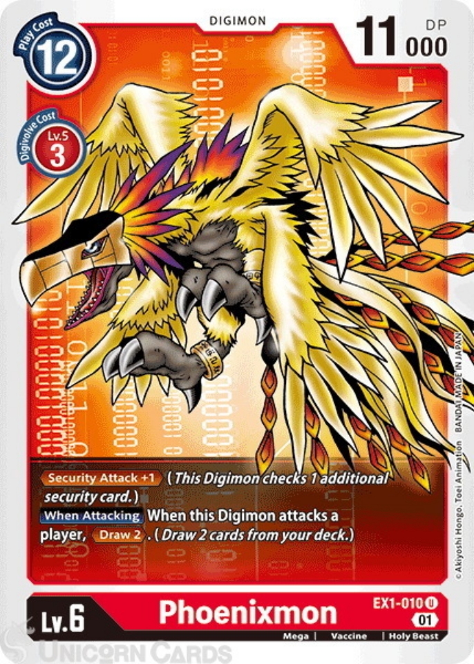 EX1 010 Phoenixmon Uncommon Mint Digimon Card Unicorn Cards YuGiOh Pokemon Digimon And 