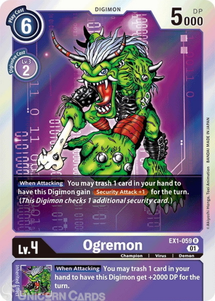 EX1059 Ogremon Rare Mint Digimon Card Unicorn Cards YuGiOh