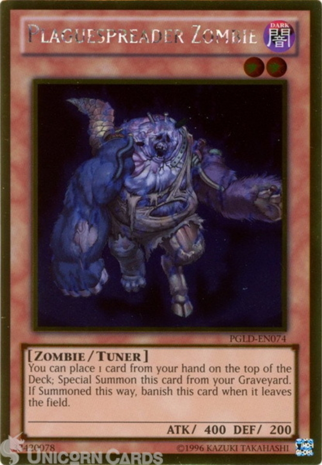 PGLD-EN074 Plaguespreader Zombie Gold Rare UNL Edition Mint YuGiOh Card ...