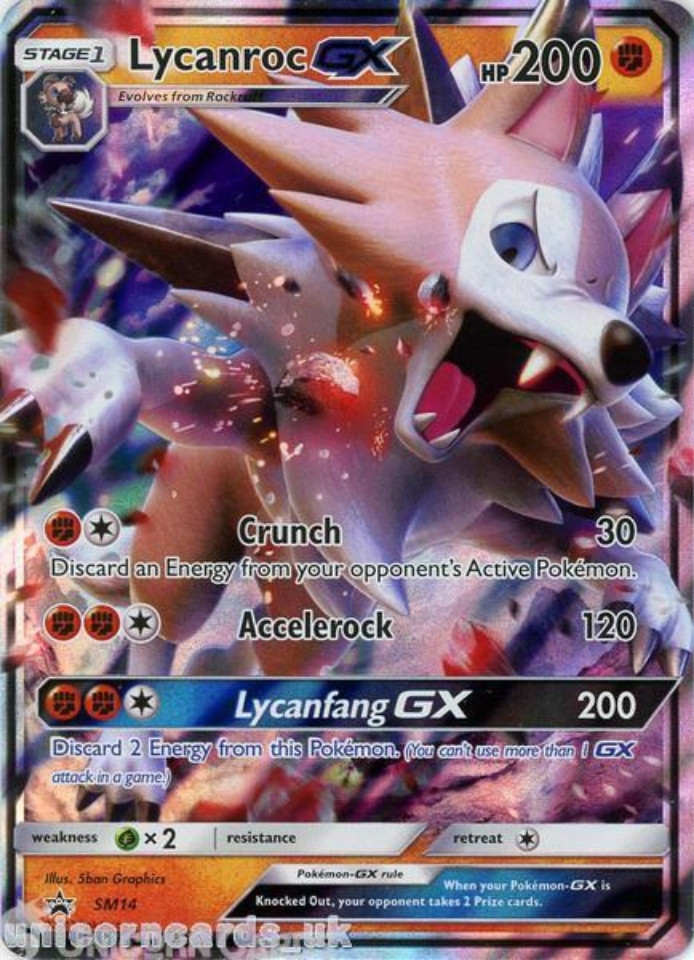 Lycanroc GX SM14 JUMBO OVERSIZED Holo Foil Mint Pokemon Card:: Unicorn ...