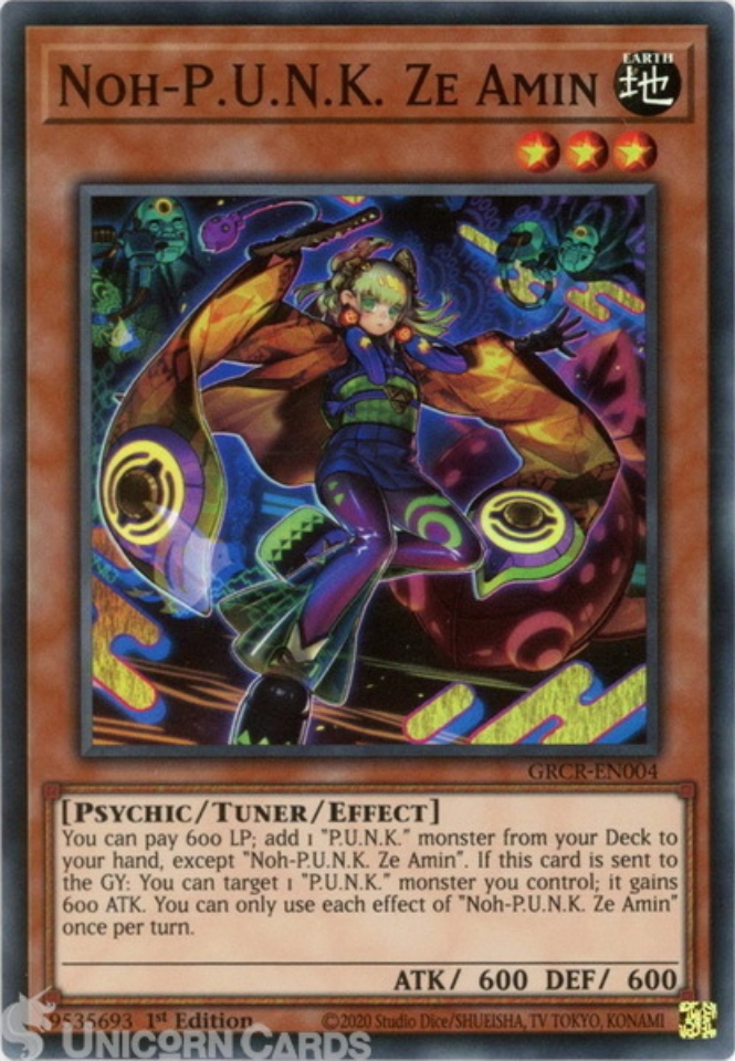 GRCR-EN004 Noh-P.U.N.K. Ze Amin :: Super Rare 1st Edition Mint YuGiOh Card